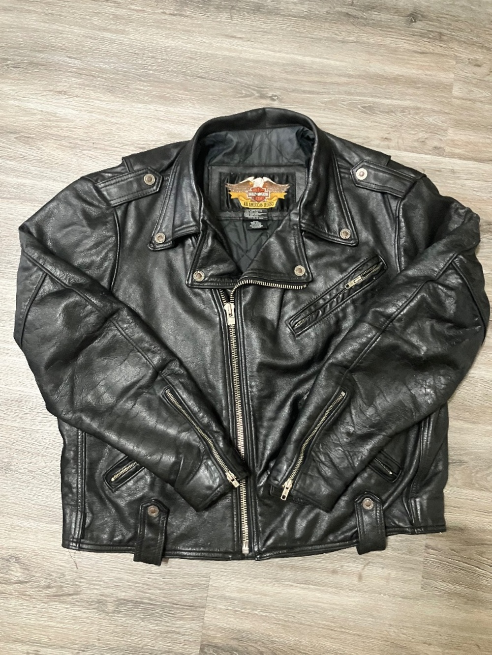 Vintage Harley Davidson Mens XL Genuine Leather Motorcycle Jacket Made USA
